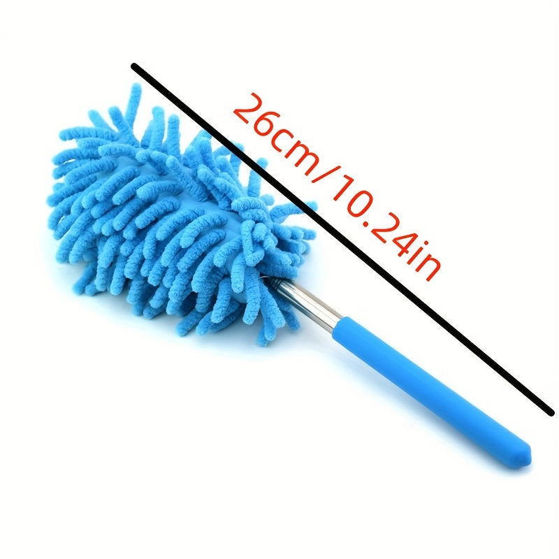 1pc, Stainless Steel Telescopic Fiber Duster - Efficient Dust Removal And Sweeping With PP Wool - Cleaning Tools And Supplies
