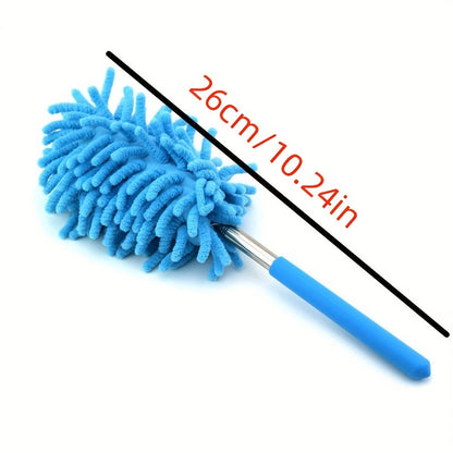 1pc, Stainless Steel Telescopic Fiber Duster - Efficient Dust Removal And Sweeping With PP Wool - Cleaning Tools And Supplies