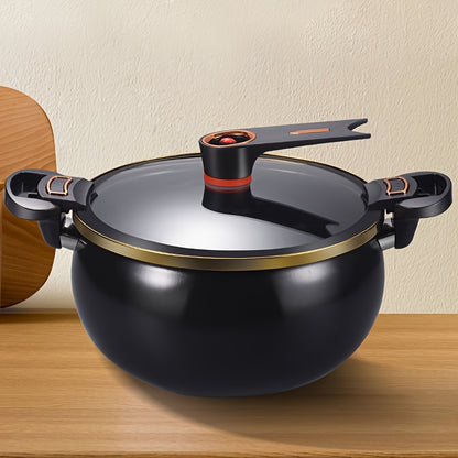 7L Large Heavy-Duty Iron Stock Pot & Dutch - 26cm/10" Multi-Functional Cooker with Lid, Sturdy Black/White/Golden/Brown/Teal/Gray/Green Exteriors, Compatible with / Stoves for Boiling, Simmering, Steaming, Frying