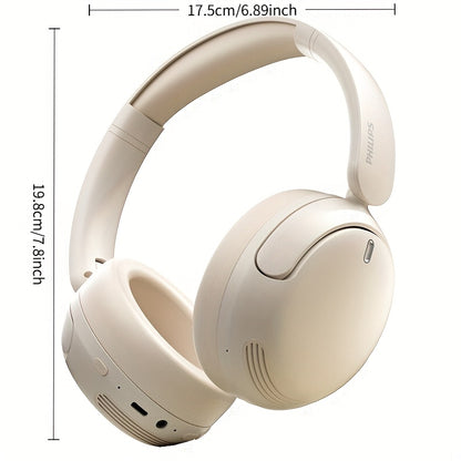 For Philips Wireless Over-Ear Headphones with ANC Noise Cancelling, 35-Hour Playtime, Foldable & Lightweight BT 5.4, USB-C Charging, High-Resolution Audio, Microphone, Heavy Bass - Ideal For Travel, Office, Mobile Phone, Comp