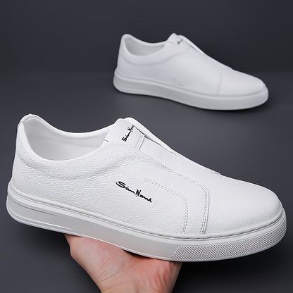 Men'S Navy Blue Slip-On Sneakers - Stylish Low Top Casual Shoes with White Sole, Comfortable Microfiber Upper, Perfect for Daily Outings and Outdoor Activities, All-Season Footwear, Casual Walking Shoes|Stylish Slipon Sneaker