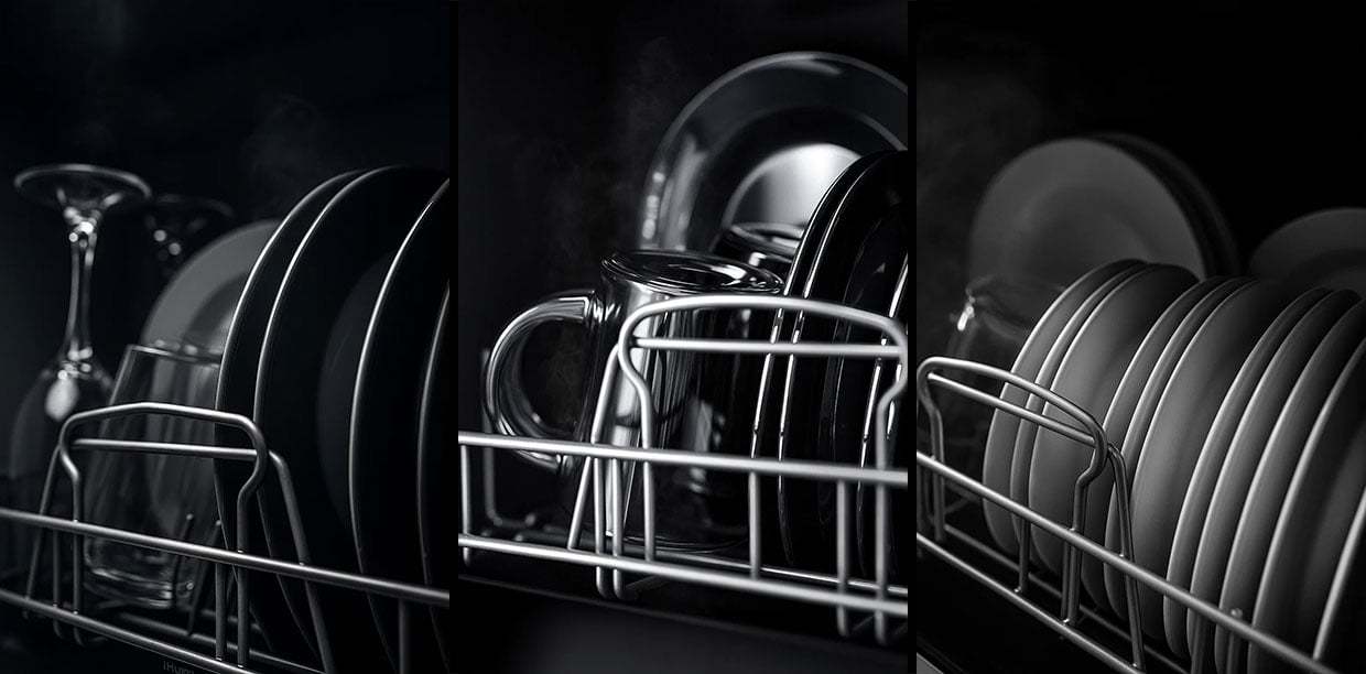 Compact Ihunt Bro Dishwasher Xpert, Turbo Clean, 950W, Drain Pump, Digital Control, Class B, 6 Programs, Heating / Drying, Water Supply Tap / Manual, 5L Water Reserve, 45Cm, White