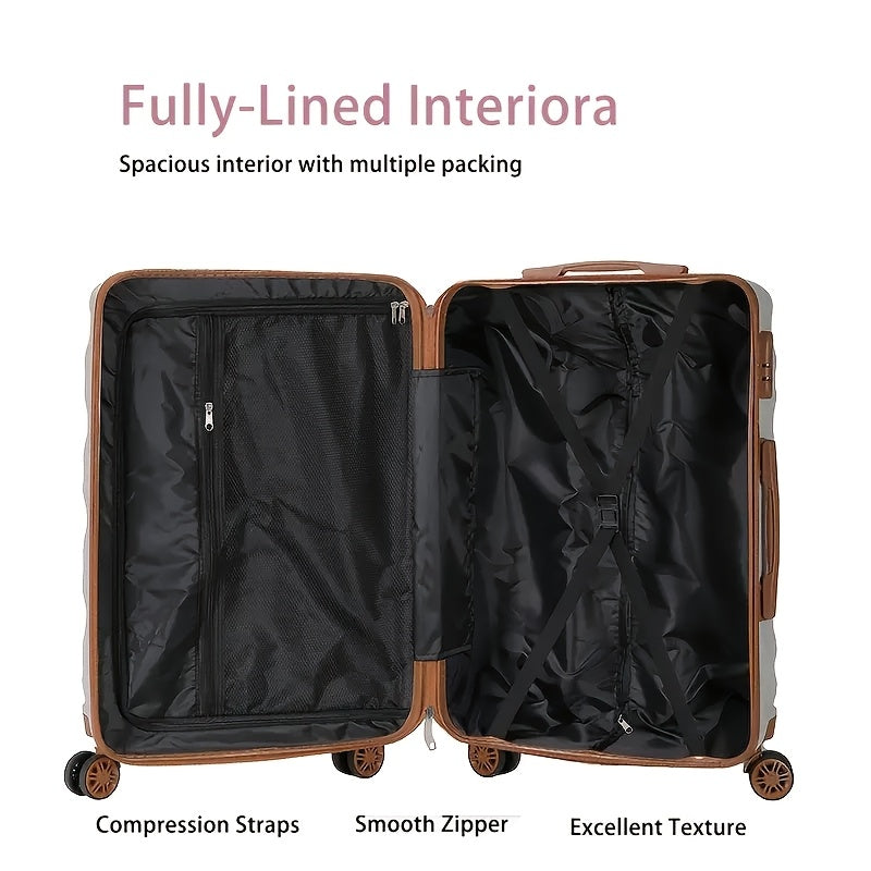 4pcs Sets Luggage 20+24 Inch, Carry-On ABS Hardshell Suitcase with Spinner Wheels, Lightweight Travel Luggage Set for Women and Men with Lock, Includes (20+24) + Travel Tote Gym Bag, Suitcase Set, Suitcase For Travel, Suitcas