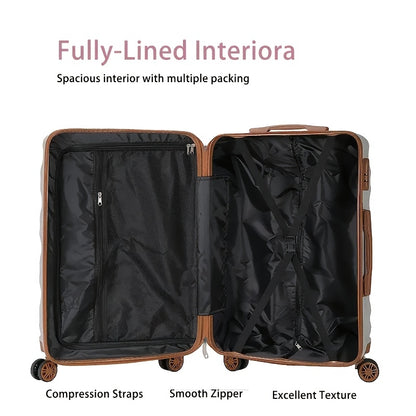 4pcs Sets Luggage 20+24 Inch, Carry-On ABS Hardshell Suitcase with Spinner Wheels, Lightweight Travel Luggage Set for Women and Men with Lock, Includes (20+24) + Travel Tote Gym Bag, Suitcase Set, Suitcase For Travel, Suitcas