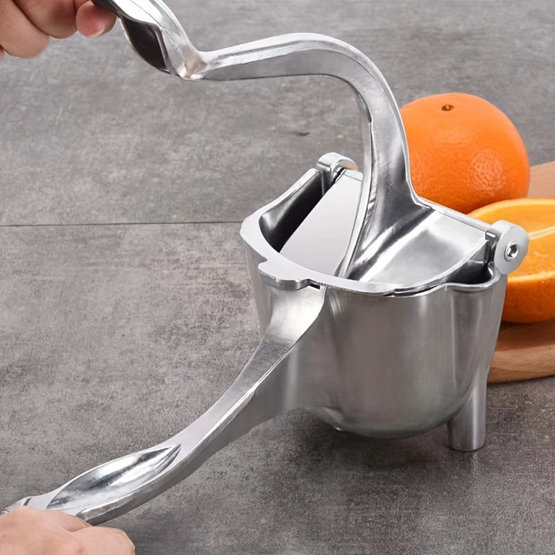 Manual Citrus Juicer - Aluminum Alloy, Non-Slip Base, Easy-Clean Design with Push-Button Operation for Lemons, Oranges, Pomegranates & Blueberries - No Electricity Needed, Portable Kitchen Tool, Citrus Juicer Reamer, Sleek Me