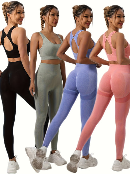 4pcs Sports Tank Top and Yoga Pants Set
