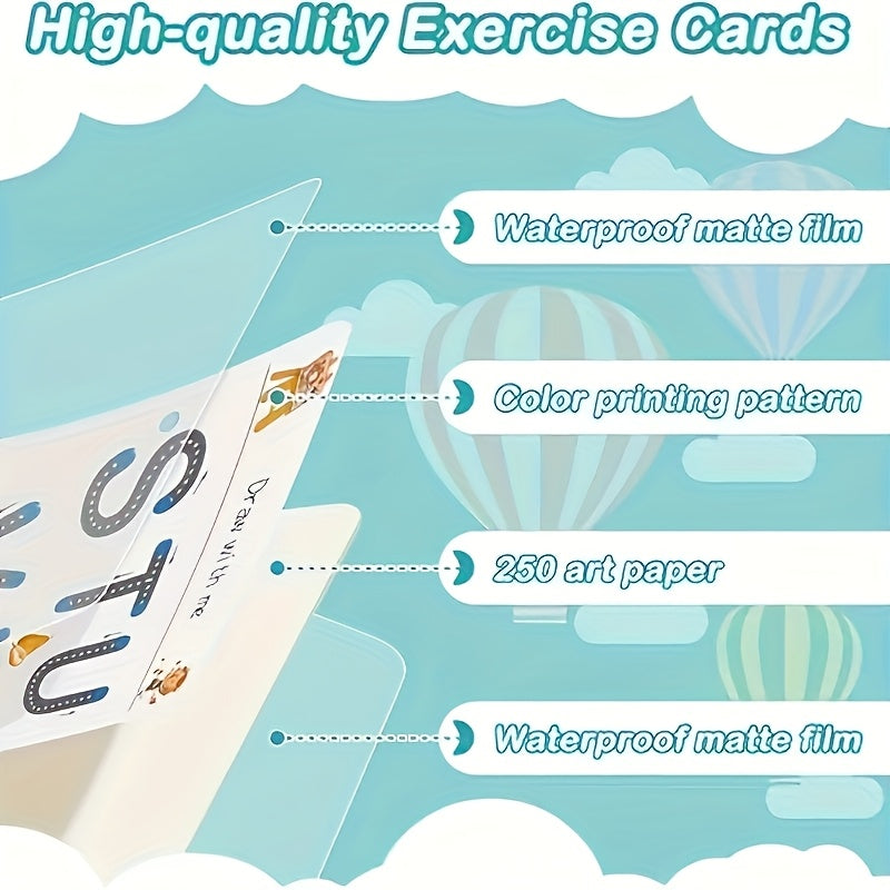 Kids' Reusable Magic Practice Workbook Set with Interactive Writing Activities - -Style Number & Letter Tracing Exercises, Color-Coding Games, ABCs & 123s Learning Book with Answer Key for Homeschool,, Classroom - Durable & E