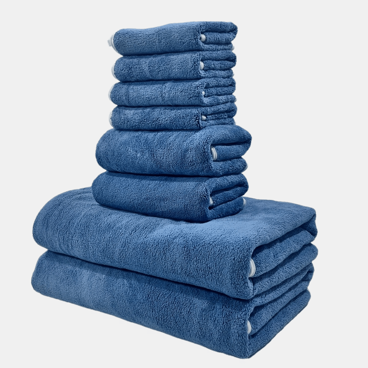 8-Pack Ultra-Soft Coral Fleece Bath Towel Set, 2 Bath Towels 69.85 X 139.7 cm, 2 Hand Towels 34.8 X 74.93 cm, 4 Square Towels 29.97 X 29.97 cm, Quick-Drying, Highly Absorbent And Lightweight, Gentle Camping Towels
