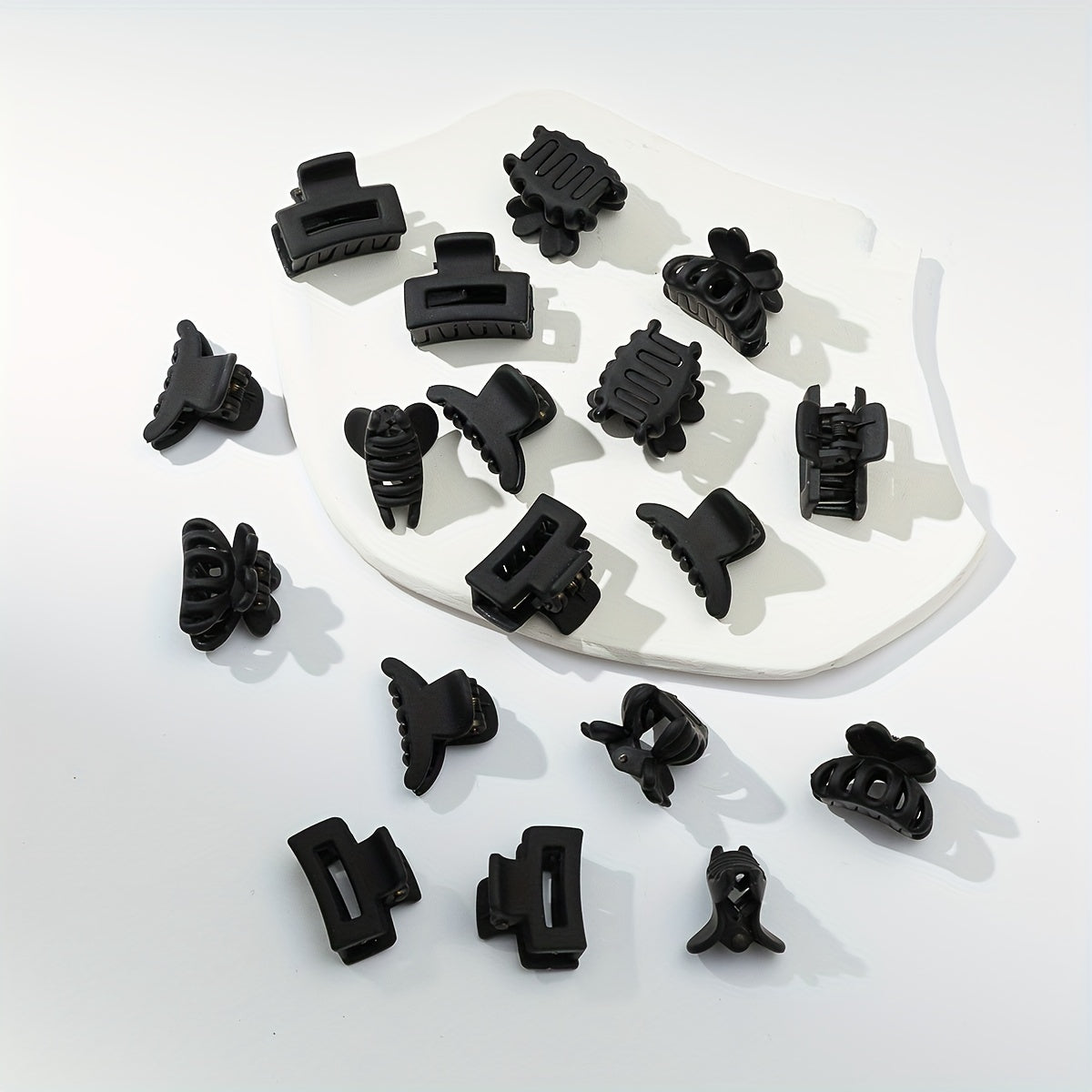 18PCS Rubber Frosted Black Square Hair Claw Mini Small Hair Clip Simple Hair Accessory Female
