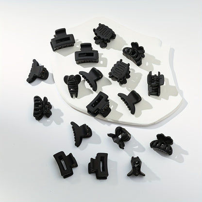18PCS Rubber Frosted Black Square Hair Claw Mini Small Hair Clip Simple Hair Accessory Female