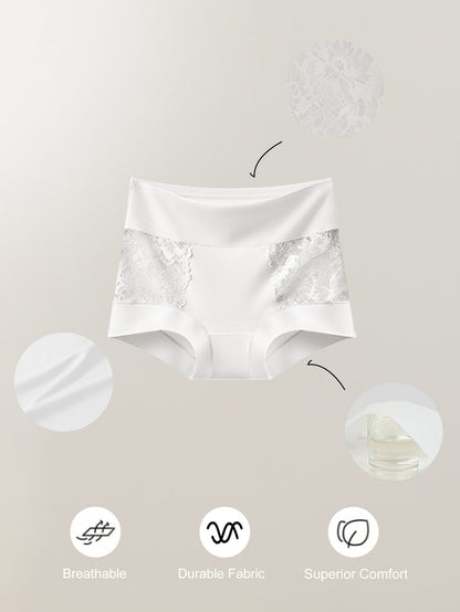 4pcs set of elegant and romantic floral lace-trimmed Women's briefs. Fashionable, comfortable, and breathable. Can be worn as outerwear, suitable for holidays, and wearable all year round. Affordable pants.