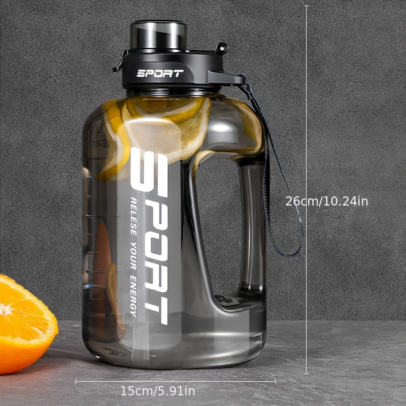 1pc 2.5L/84.54oz Large Capacity Spill-Proof Water Bottle - Portable, Durable PC Plastic with Flip-Top Lid, Ideal for Outdoor Sports, Travel and Fitness, Hydrate in Style with "SPORT" Motivational Design, Sports Water Bottle