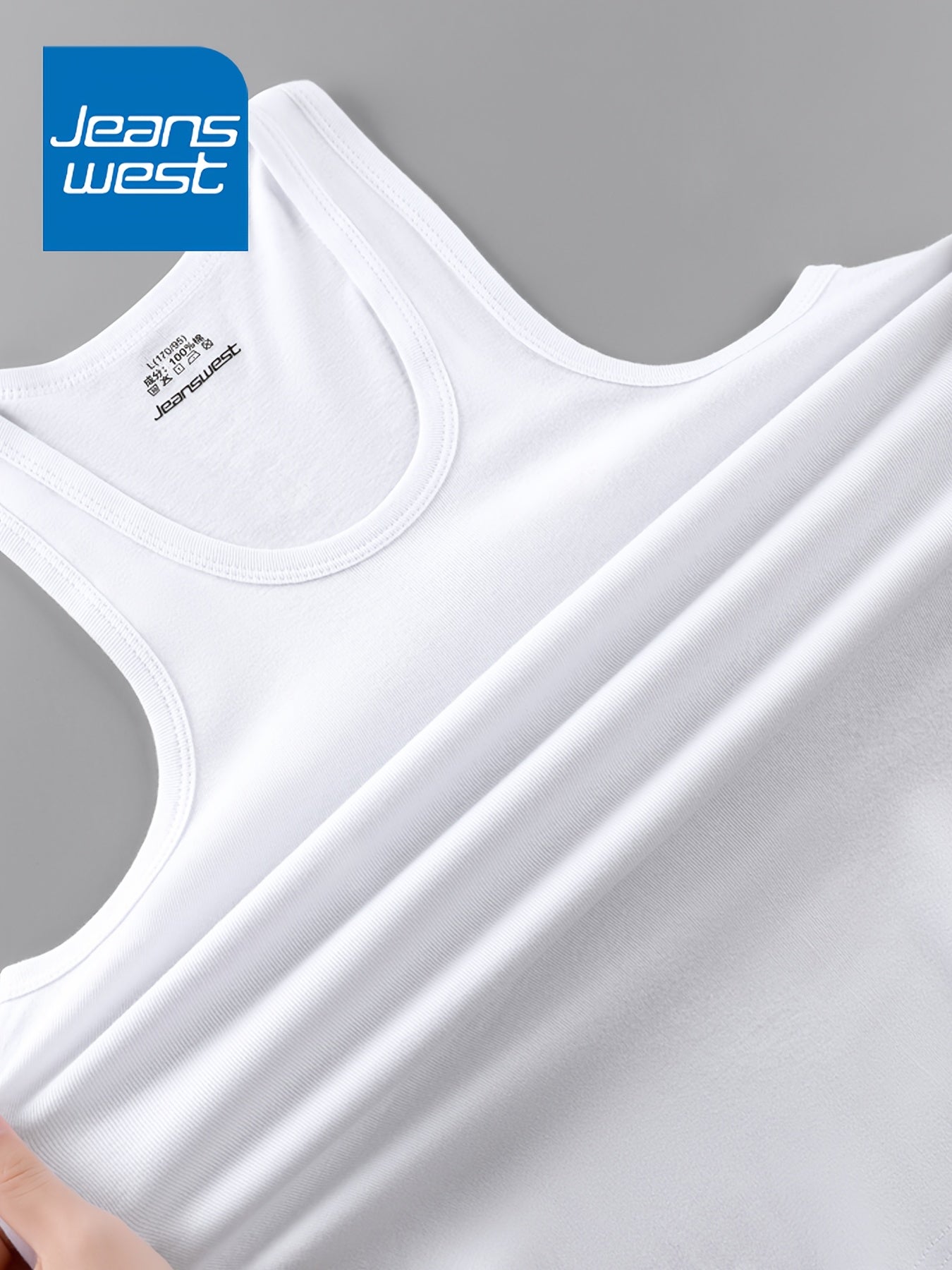 Conjunto de 3 Regatas para Homem JEANSWEST, 100% Algodão, Estilo Simples, Cor Sólida, Corte Slim.