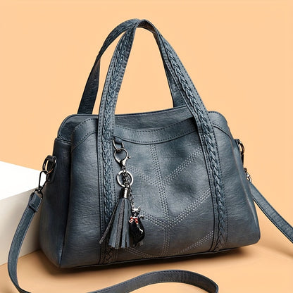 Weidua Women's Elegant Vintage Handbag - Convertible Crossbody/Shoulder Bag with Zipper Closure, Detachable Strap - Chic Purse for Women, Everyday & Formal Events - Available in Black, Light Brown, Purple, Blue, Burgundy