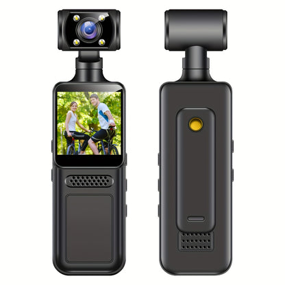 Handheld Stabilizer Pocket Sports Camera with Rotating Lens, Touch Video Recording, 180° Rotatable HD Camcorder for Action Vlogging on Skiing & Cycling, 1.3-inch Screen Portable Rechargeable Outdoor Adventure Handycam