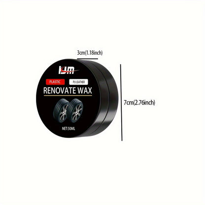 Car Plastic Renovator Wax, 50ml - PU Leather Rejuvenation, Scratch Repair for Car Bumpers and Interiors, Enhances Plastic and Leather Restoration, Prevents Aging and Whitening