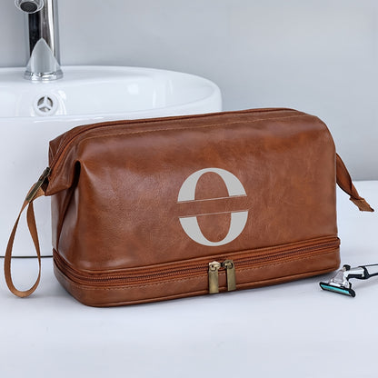 Customized Men's Fashion Travel Toiletry Bag PU Large Letter Toiletry Bag