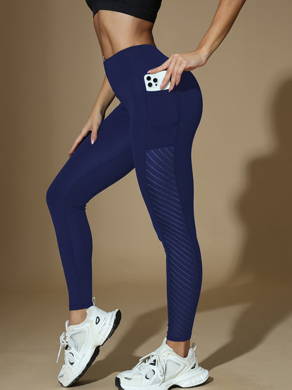 Autumn/Winter Style, Three-Pack Mesh Panel Ankle Pants with Tight Fit and Pockets, Casual Sporty Leggings for Gym Yoga Training, Gym Wear, Activewear Bottoms, Trendy Workout Pants, Stylish Activewear, Comfortable Fit, Stretch