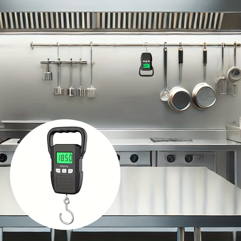 CYCG Heavy-Duty Digital Hanging Scale 132lb/60kg with Large Handle &amp; Backlit LCD Display, /Plastic Construction, 0.01lb/0.01kg Precision, Large Capacity Weight Scale for Luggage, Fishing, Postal, Laboratory, Gym, Construction