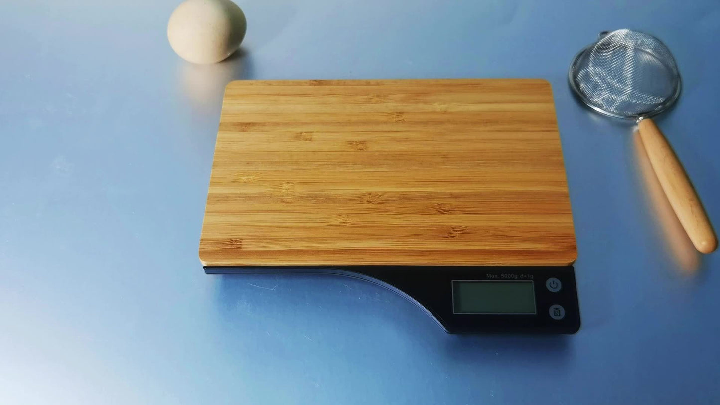 1pc, Kitchen Scale, Food Scale, Digital Food Scale, Portable High Accuracy Bamboo Panel Kitchen Electric Scale For Cooking Baking Weighing Food, Scales For Kitchen, Baking Scale, Kitchen Accessaries, Baking Tools Kitchen Acce