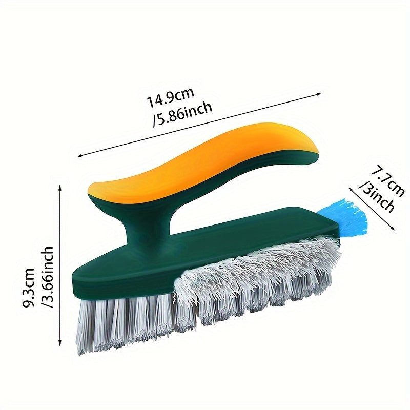 2-in-1 Cleaning Brush, Multifunctional Crevice Brush, Floor Brush, Bathroom Corner Brush, Toilet Cleaning Brush, Green/White, 1pc, with Scraping Strip, Durable Material, for Home Crevice Cleaning