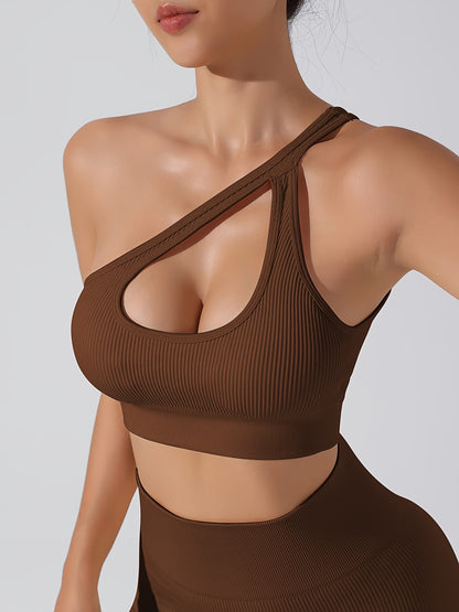 Women's 2pcs Yoga Set: Sexy One-Shoulder Sports Bra & High-Waist Butt Lifting Leggings - Stretchy, Non-See-Through Activewear