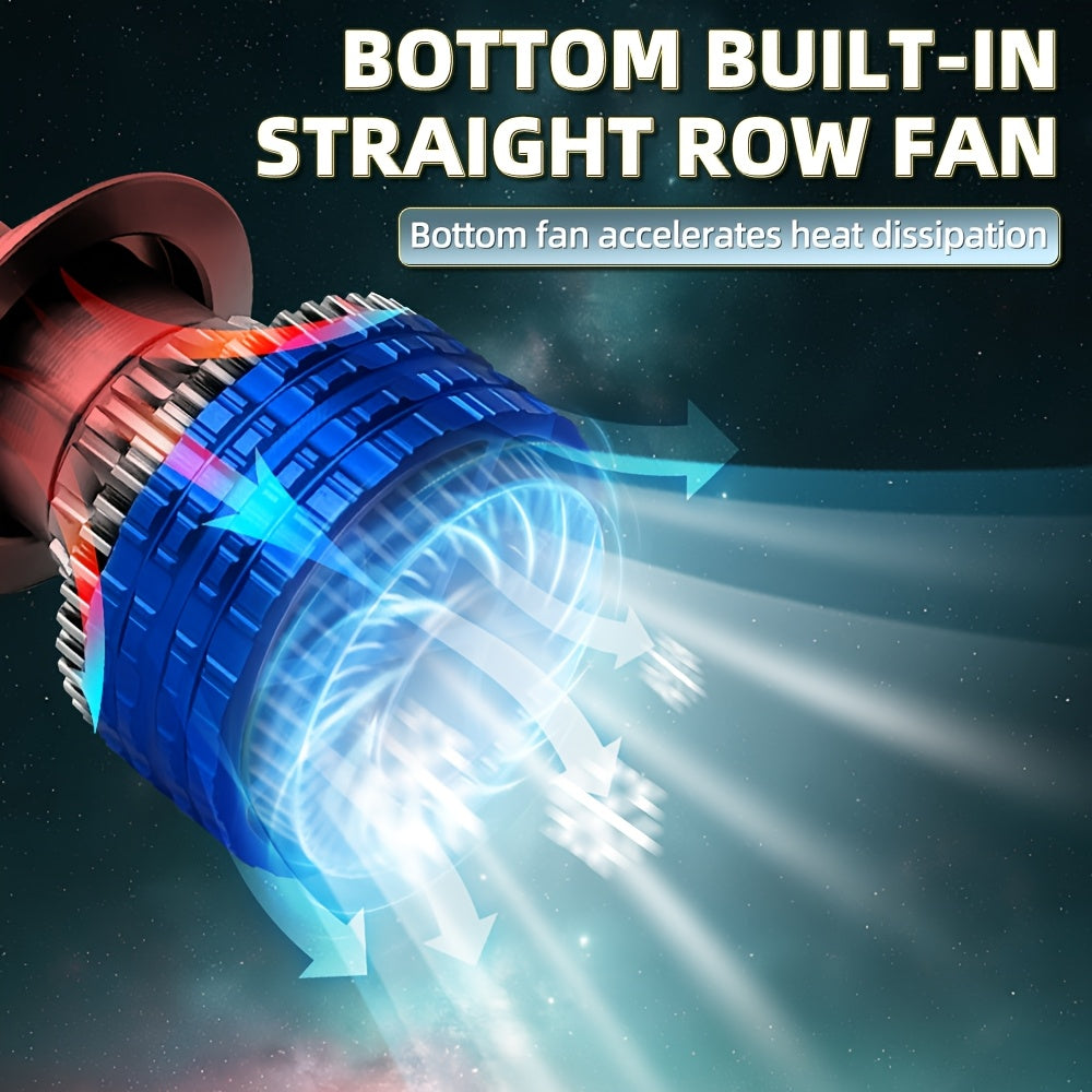 2pcs H4 H7 Car Bulb LED Headlights With 300W High Power 60000LM, Compatible with Canbus And Various Models Including  H1, H11 H8 H9, HB3 9005, HB4 9006, 12V 24V, Featuring Turbo Lamp at 6000K for Vehicles, Without Battery