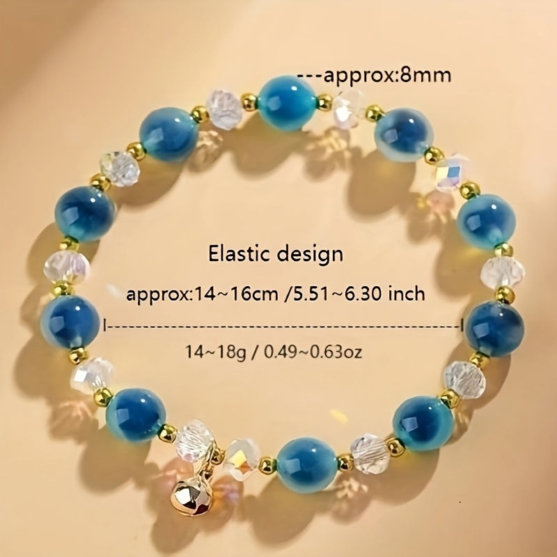 1pc fashion Golden-absorbing bracelet, blue agate imitation bracelet, natural stone wealth to attract wrists, accessories for daily wear of wealth and good luck, Golden-absorbing wrists | Real stone bracelets, money bracelets