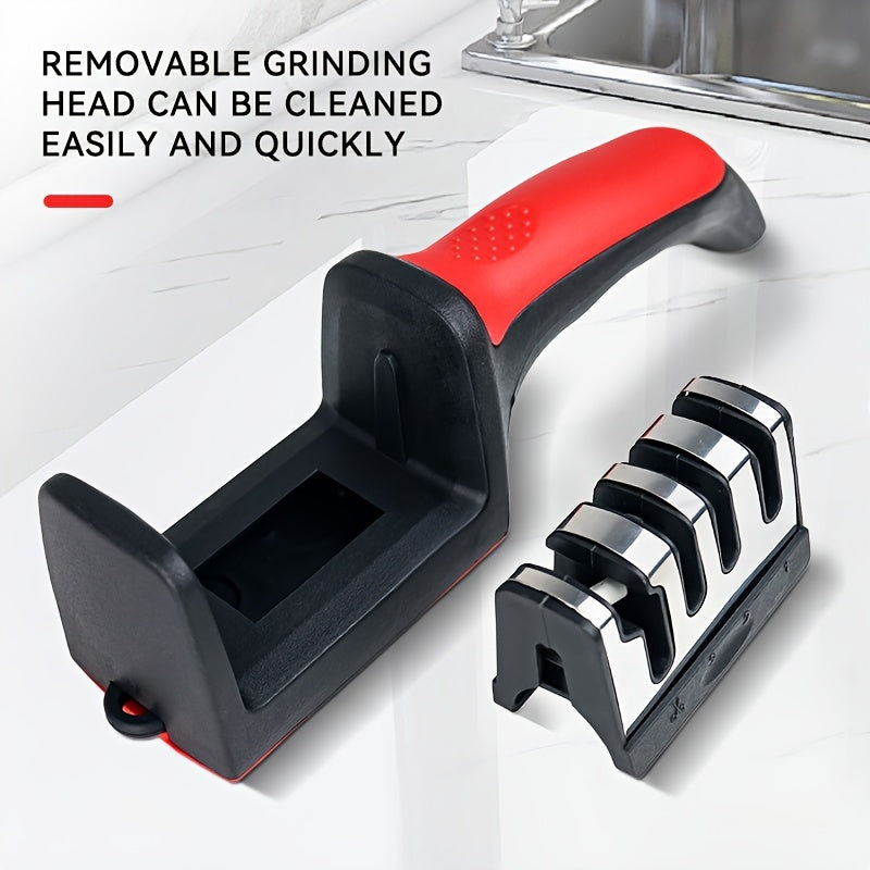 4-Stage Professional Knife Sharpener with High-Precision Whetstone, Tungsten Diamond & Ceramic Sharpening Stone - Non-Slip Grip, Fast & Long-Lasting Performance, Ergonomic Design, Durable Construction, Sharpening Stone, Home