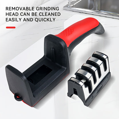 4-Stage Professional Knife Sharpener with High-Precision Whetstone, Tungsten Diamond & Ceramic Sharpening Stone - Non-Slip Grip, Fast & Long-Lasting Performance, Ergonomic Design, Durable Construction, Sharpening Stone, Home