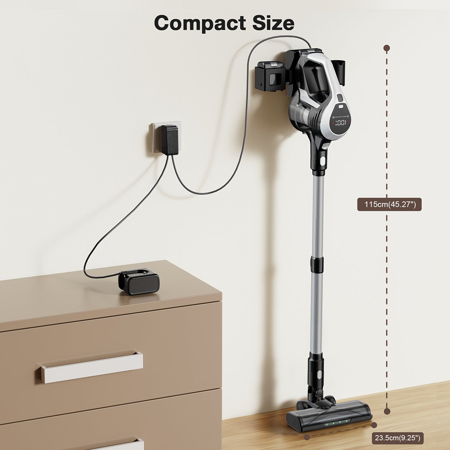 Aspirador sem fios MOOSOO YC1 Pro com visor LED, 2 baterias, design vertical leve 6 em 1, alta sucção para carpetes, pavimentos duros e pelos de animais, cabo ergonómico, construção durável, aspirador sem fios, auxiliar de limpeza doméstica.