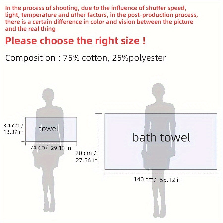 4-Piece Towel Set - Modern Striped Bath and Hand Towels, Super Soft Knit Fabric, Cotton 75% Polyester 25%, Space Theme, 385gsm - Ideal for Bathroom, Spa, Hotel, Outdoor Use