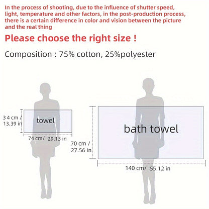 4-Piece Towel Set - Modern Striped Bath and Hand Towels, Super Soft Knit Fabric, Cotton 75% Polyester 25%, Space Theme, 385gsm - Ideal for Bathroom, Spa, Hotel, Outdoor Use