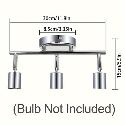 LED Ceiling Light Rotatable 3 Flame LED Spotlight Ceiling Spotlight Modern Ceiling Spotlight (Matte Nickel) for Kitchen, Living Room, Bedroom (Bulb Not Included), Task Lighting, Room Focal Point, Adjustable Downlight, Modern