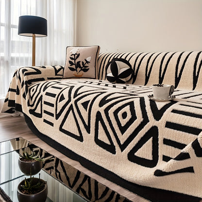 1pc Mirror Yi Thick Plush Sofa Cover - All-Season Pet-Friendly One-Piece Design, Anti-Slip &, Machine Washable Soft Short Fur Fabric, Fit for 3/2/4-Seater & Sectional Sofas, Contemporary Home Decor, Sectional Sofa Cover, Mode