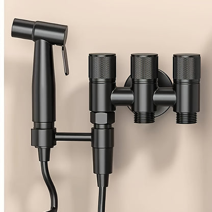 3-in-1 Stainless Steel Water Dispenser with Spray Gun - Wall-Mounted, Chrome Finish, Valve Core, No Electricity Needed for Bathroom and Kitchen, Durable Metal Design, Water Flow Control, Modern Aesthetic, Smooth Finish