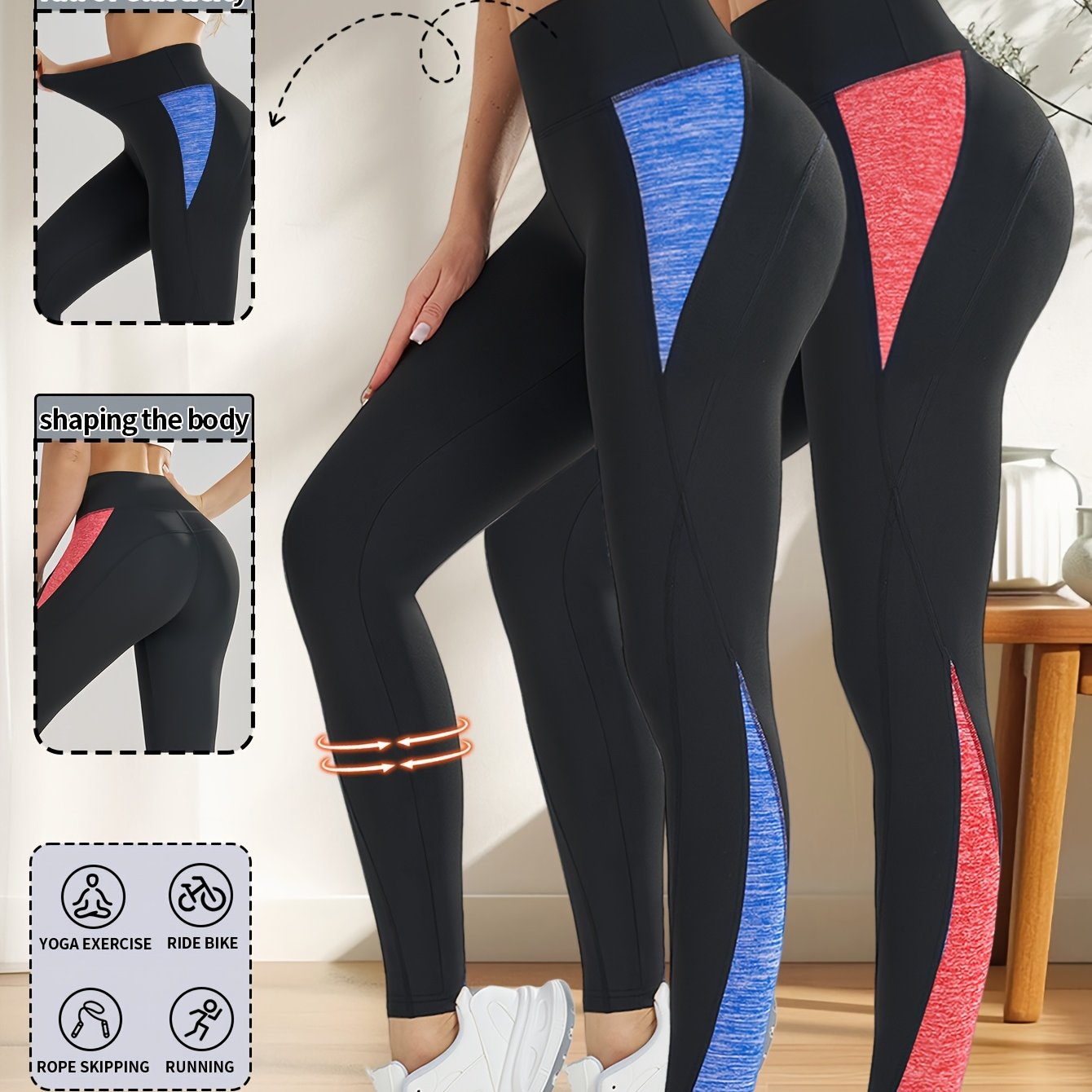 Hot: 2pcs New Women's Fashion Yoga Pants, Elastic Fitness Outdoor Leggings, Tummy Control Butt Lifting Tight Pants, Comfortable Breathable Sweat-Absorbing Shaping Long Pants