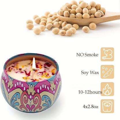 4pcs of fragrant candle set (4 kinds of fragrance types: jasmine, sandalwood, Small Canglan, Rose) cans are random. Candles, Bathing, Yoga, and Holiday Gifts, Mother's Day Gift