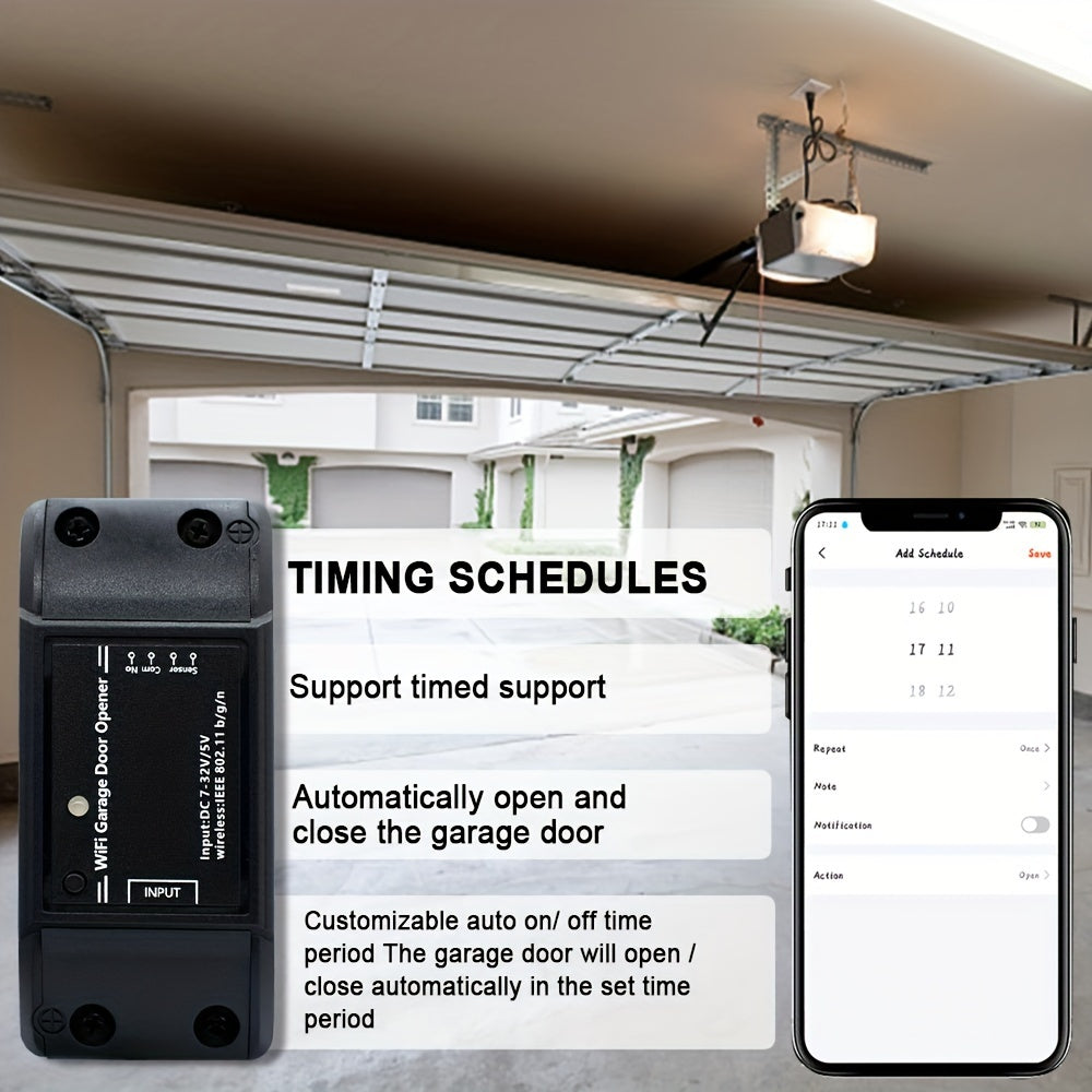 MIXIYOU Smart Garage Door Opener Controller with Sensor - WiFi & RF433MHz Receiver, Alexa & Home Compatible, App-Controlled Door Opener with Motion Sensor, Voice Command, Smart Home Automation, Compatible with  Alexa, Assista