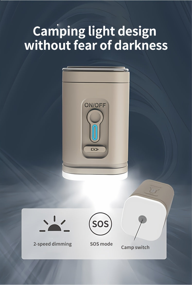 2-in-1 Portable Cordless Electric Air Pump with Built-in LED Light - Rechargeable Lithium Battery Outdoor Camping Gear for Inflatables, Tents, and Emergency Lighting