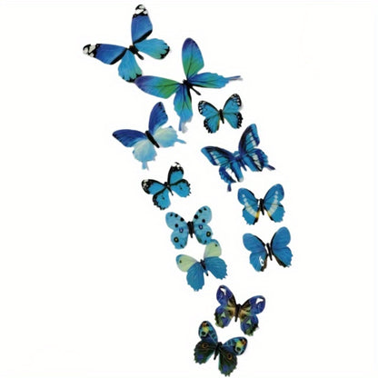 12pcs Luminous Butterfly Wall Decals, Contemporary Style 3D Glow in the Dark Stickers, Reusable High-Glossy Plastic Animal Theme Irregular Shape for Living Room Bedroom Home Decor, Butterfly Decorations