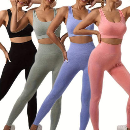 4pcs Sports Tank Top and Yoga Pants Set