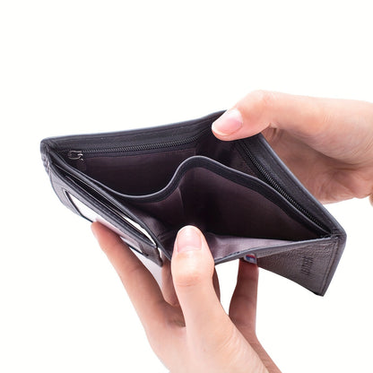 1pc Genuine Leather Wallet - Slim Vertical design, Compact Credit Card Holder & Coin Purse with ID Window, Elegant Minimalist Wallet for Men & Women, Everyday or Formal Use - Perfect Gift for Dad, Husband, Boyfriend (Christma