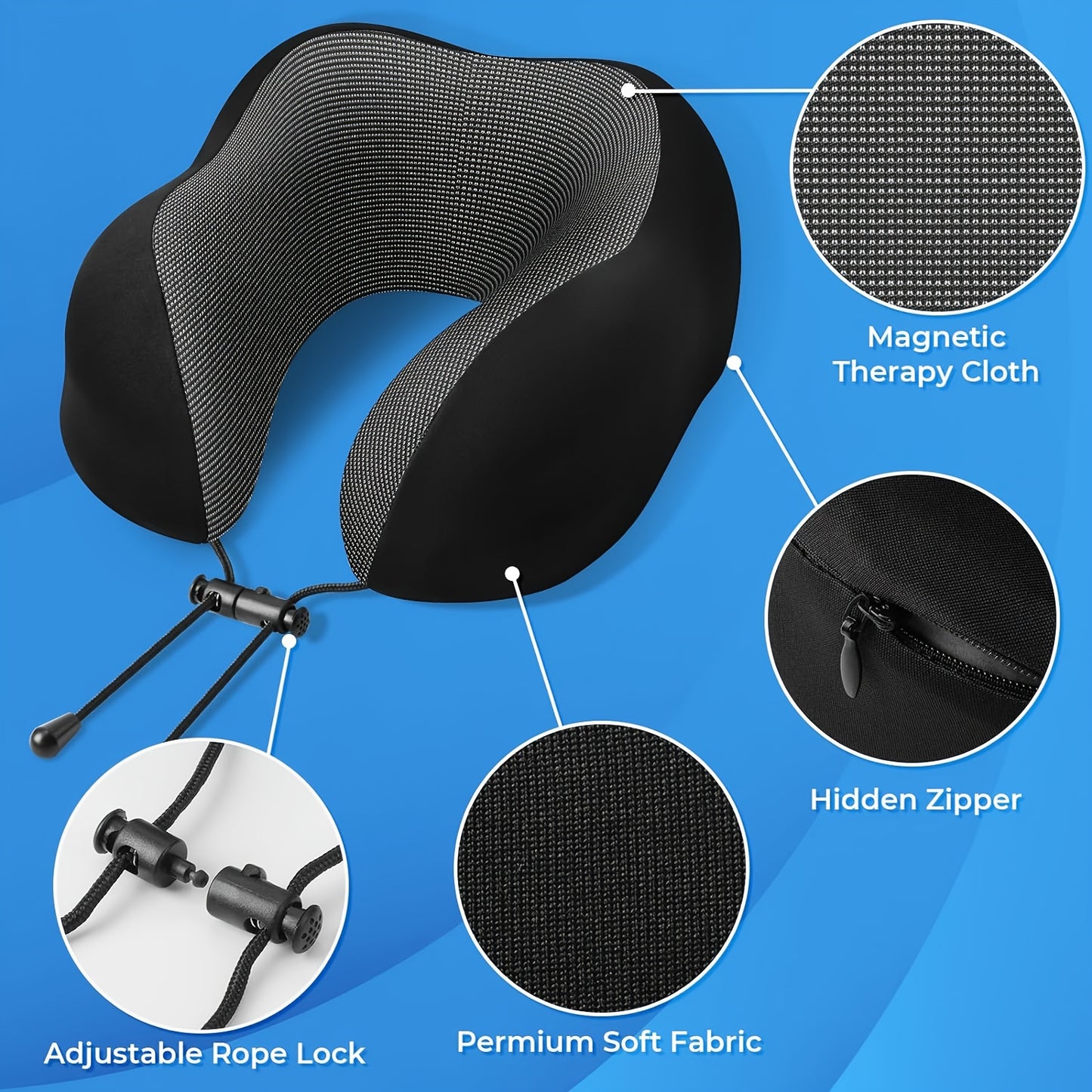 Camel Shape Pure Neck Pillow, Machine Washable, Detachable, Comfortable and Breathable, Travel Set with Adjustable Buckle, 3D Contour Eye Mask, Earplugs and Storage Bag, Very Soft Fit for Body, Good Supportive Travel Neck Pil