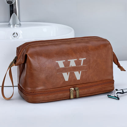 Customized Men's Fashion Travel Toiletry Bag PU Large Letter Toiletry Bag