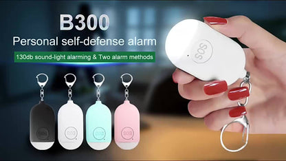 USB Rechargeable 130dB Personal Alarm Keychain for Women - SOS Emergency Safety Siren with LED Light, Panic Button or Pull Pin Alert Device - Compact & Lightweight Design, Available in Pink, Blue, White, Black