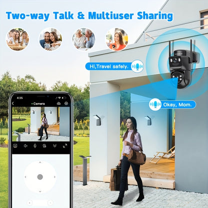 Solar-Powered 2G/3G/4G LTE Security Camera, 360° Viewing Angle, Includes SIM Card, Color Night Vision, PIR Motion Detection with Siren Alerts,4G Connectivity, Adjustable Height, Rechargeable Battery - Ideal for Rural Propert