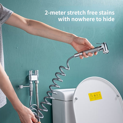 Versatile Wall-Mounted Spray Gun Set with Dual Stainless Steel Valves - Ideal for Bathroom, Pet Showers & More, Chrome Finish, Easy Installation, Fits G1/2 Hoses, Floor Cleaning Tool|Sleek Bathroom Fixture|Durable Alloy Const