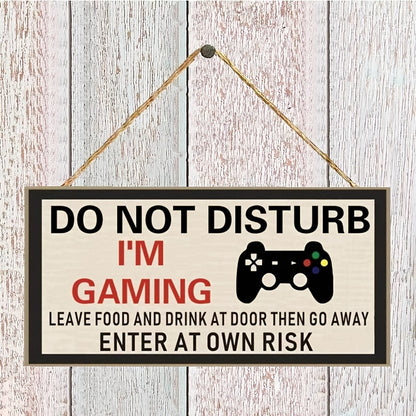 1pc "DO NOT DISTURB I'M GAMING "Bedroom Board Home Decor Wooden Sign Hanging Door Gifts Christmas Birthday Gift For Son Brother Husband