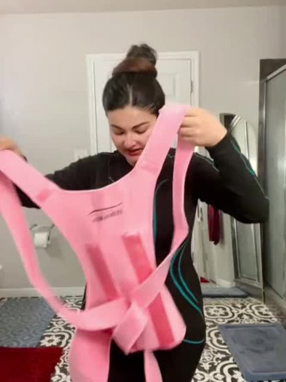 Corretor de Postura Feminino IYDOAMEA - Cinta Lombar Ajustável com Tecido Respirável, Design Ergonómico para Uso no Escritório, Viagens e em Casa, Rosa, Confortável e Durável, Design Elegante